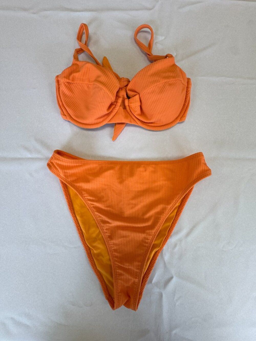 Dippin Daisys Ribbed High Rise Cheeky Bikini Orange Size M